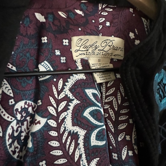 Lucky brand velvet jacket with embroidered floral details and silk lining - Picture 2 of 3